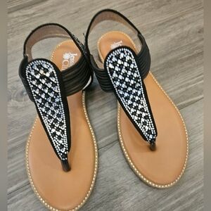 Jessica Simpson Black Beaded Sandals